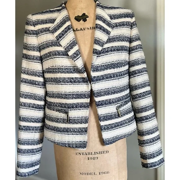 DKNY Tweed Striped Blazer Jacket 8 - Picture 1 of 16